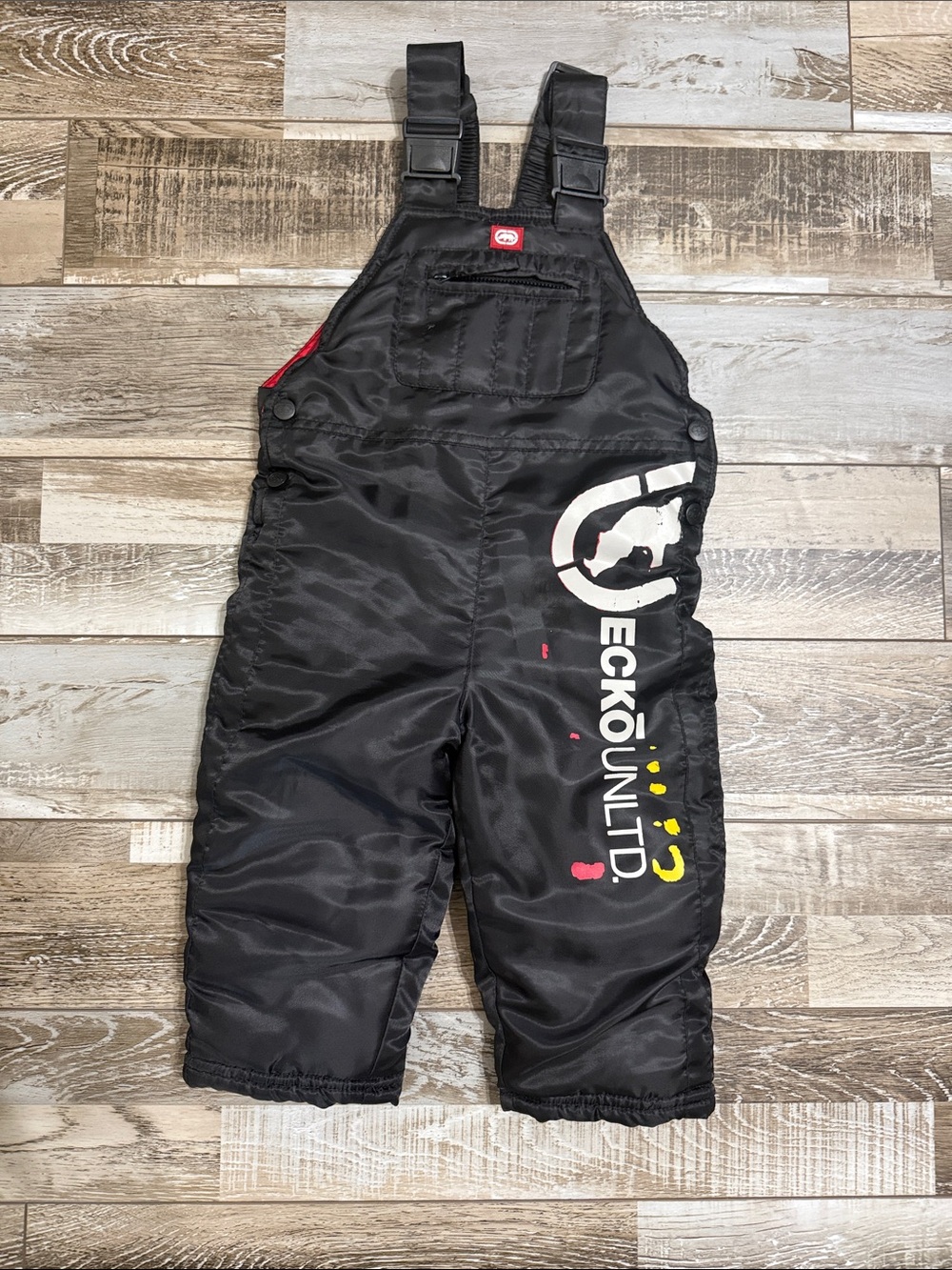 Ecko Unlimited Black Kids Snow Bib Overalls.